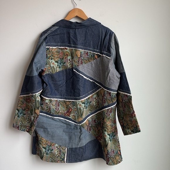Parsley & Sage Patchwork Denim Jacket – Embroidered Floral Art to Wear XL - Picture 11 of 12